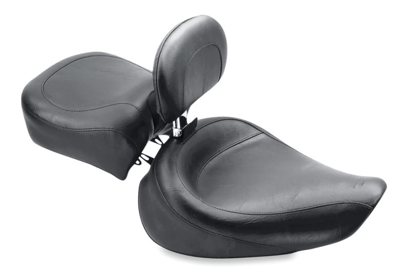 Mustang Motorcycle — Mustang 91-05 Harley Dyna Wide Touring Solo Seat w/Driver Backrest - Black