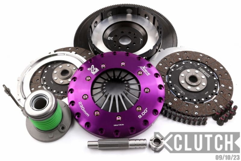 XCLUTCH — Clutch Kit Inc Chromoly Flywheel + HRB; 9" Twin Solid Organic Clutch Discs
