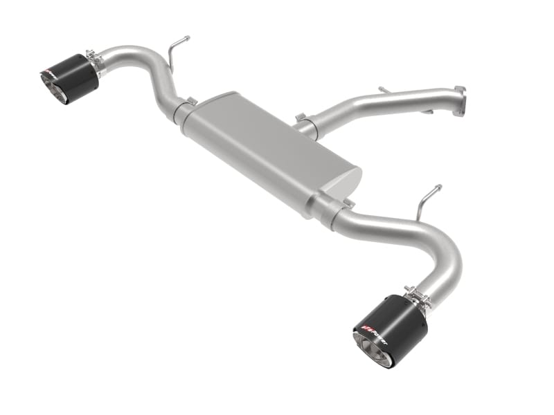 aFe — Takeda 2-1/2 IN 409 Stainless Steel Axle-Back Exhaust w/ Carbon Fiber Tips