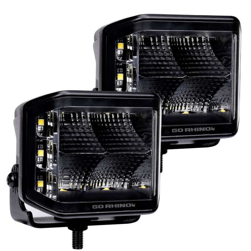 Go Rhino — Blackout Series - SIDELINE 4x3 LED Cube Flood Lights, Pair