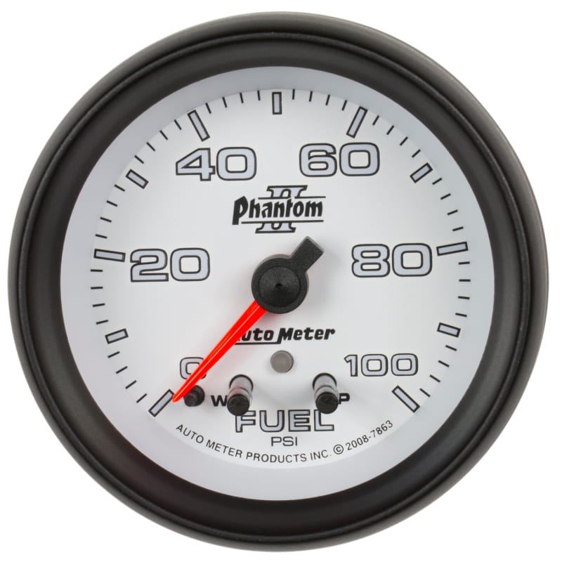 AutoMeter — GAUGE, FUEL PRESS, 2 1/16" , 100PSI, STEPPER MOTOR W/ PEAK & WARN, PHANTOM II