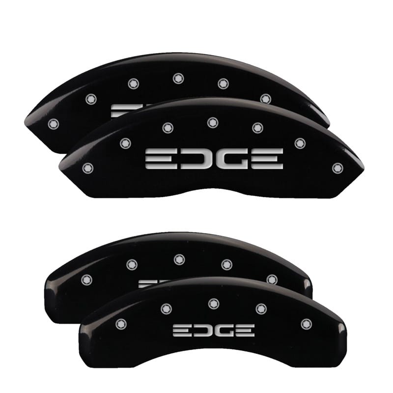 MGP — Set of 4 caliper covers, Engraved Front and Rear: Edge, Black powder coat finish