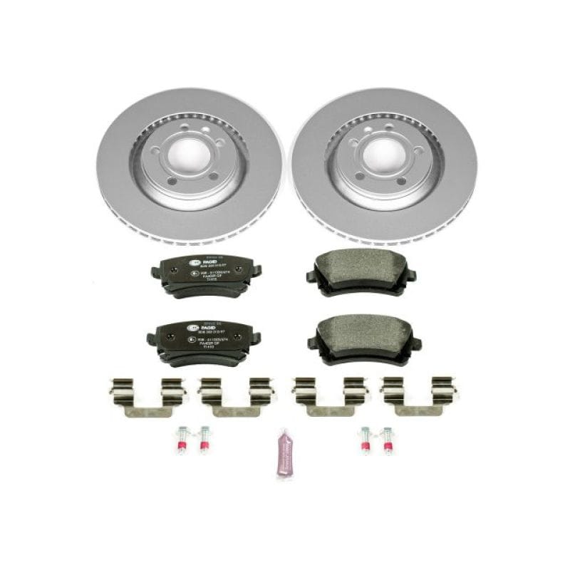 PowerStop — Genuine Geomet Coated Rotors, ECE-R90 Brake Pads + Hardware Kit