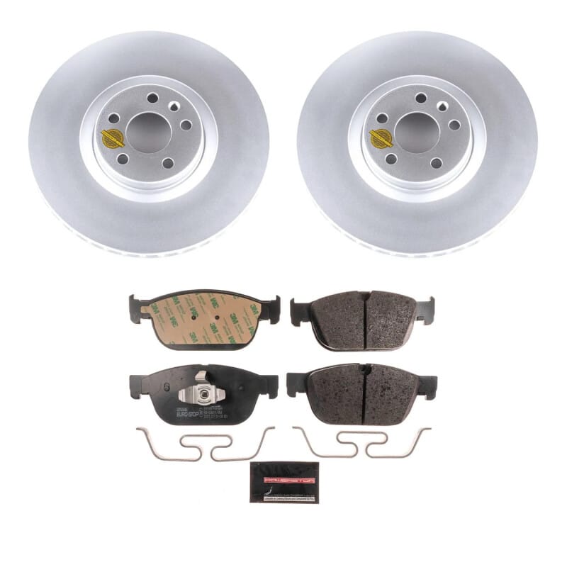 PowerStop — Genuine Geomet Coated Rotors, ECE-R90 Brake Pads + Hardware Kit