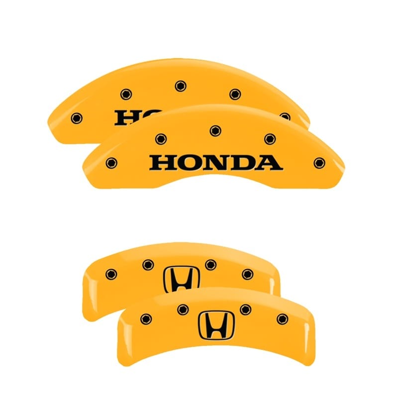 MGP — Set of 4 caliper covers, Engraved Front: Honda - Engraved Rear: H Logo, Yellow p