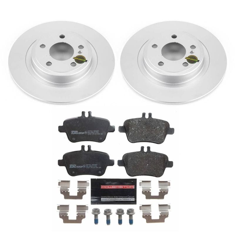 PowerStop — Genuine Geomet Coated Rotors, ECE-R90 Brake Pads + Hardware Kit