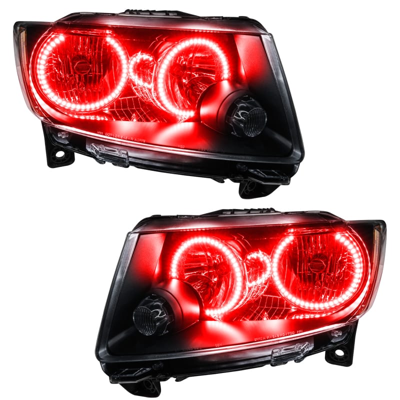 ORACLE Lighting — Oracle 11-13 Jeep Grand Cherokee Pre-Assembled Halo Headlights (Non HID) Chrome - Red