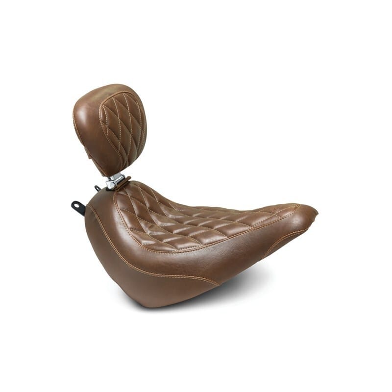 Mustang Motorcycle — Mustang 18-21 Harley Heritage Classic, Deluxe Wide Tripper Solo Seat w/Driver Backrest Diam - Brown