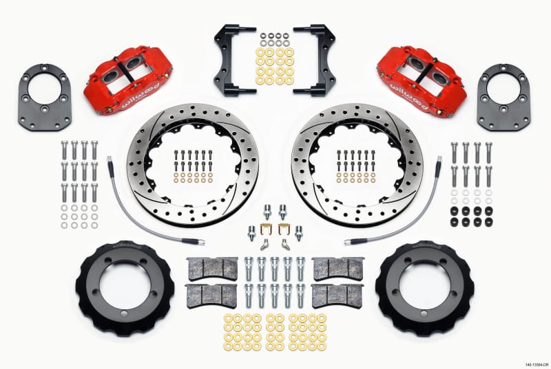 Wilwood — KIT,FRONT,FORD BRONCO,66-75,DANA 30/44 12.88,FNSL4R,DRUM SPNDL,DRLL,RED,W/LINES