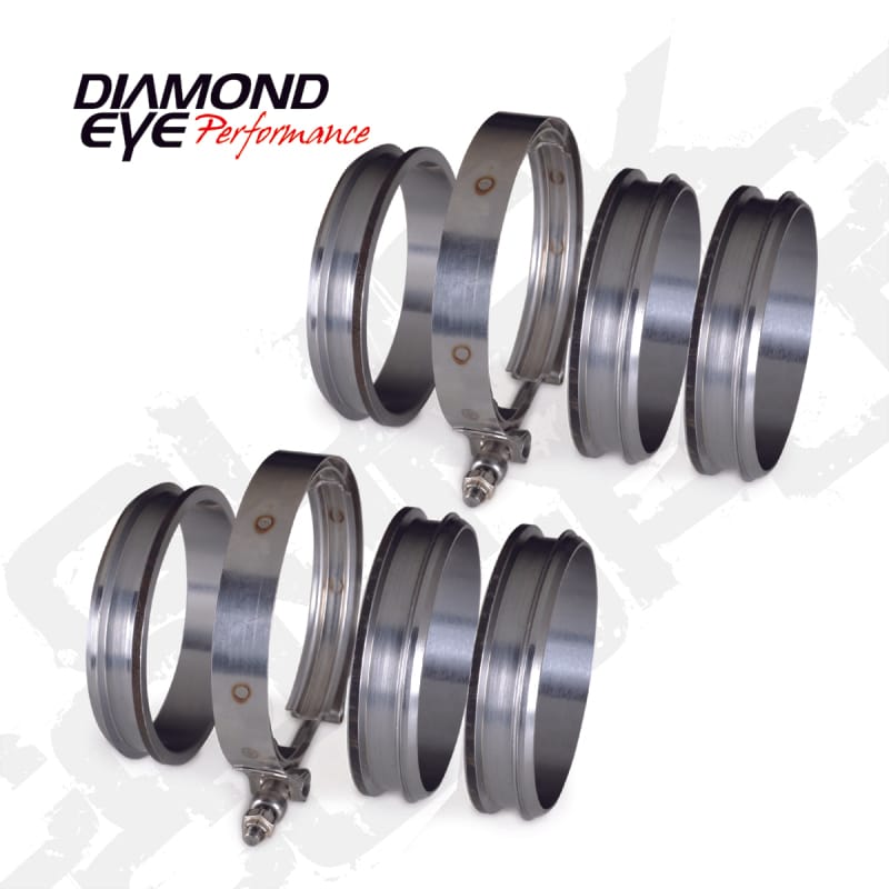 Diamond Eye Performance — 4" QUICK CONNECT COUPLERS - 6 CNC MACHINED FLANGES and 2 V-BAND CLAMP