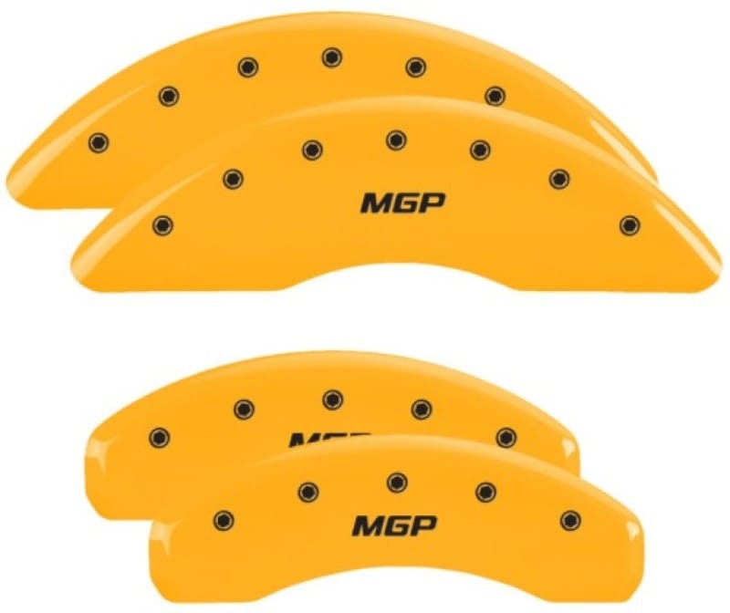 MGP — Set of 4 caliper covers, Engraved Front and Rear: MGP, Yellow powder coat finish