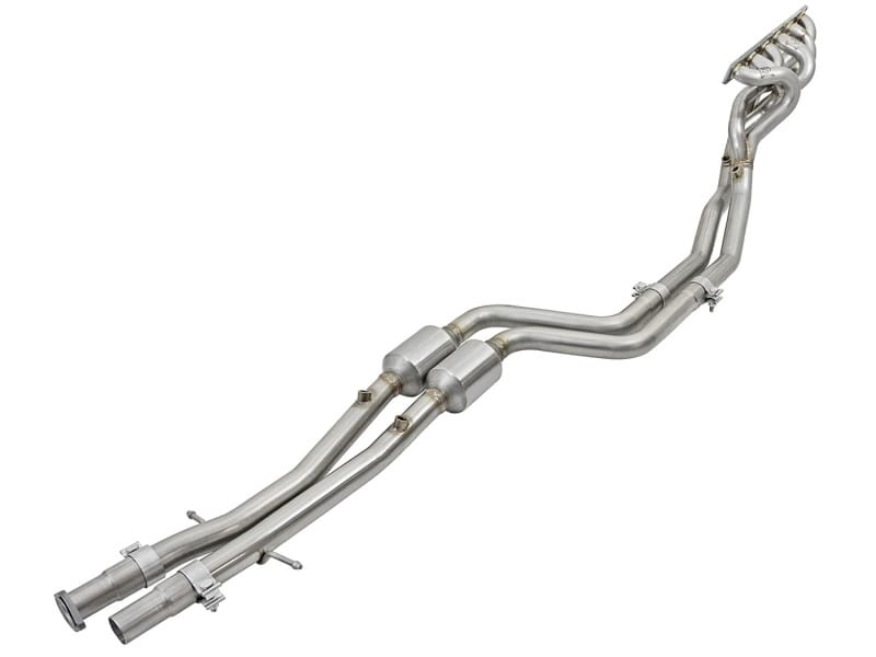 aFe — Twisted Steel Long Tube Header & Mid Pipe 304 Stainless Steel w/ Cat
