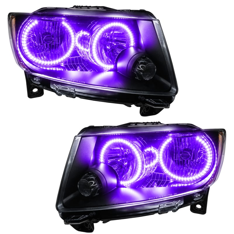 ORACLE Lighting — Oracle 11-13 Jeep Grand Cherokee Pre-Assembled Halo Headlights (Non HID) Chrome - UV/Purple