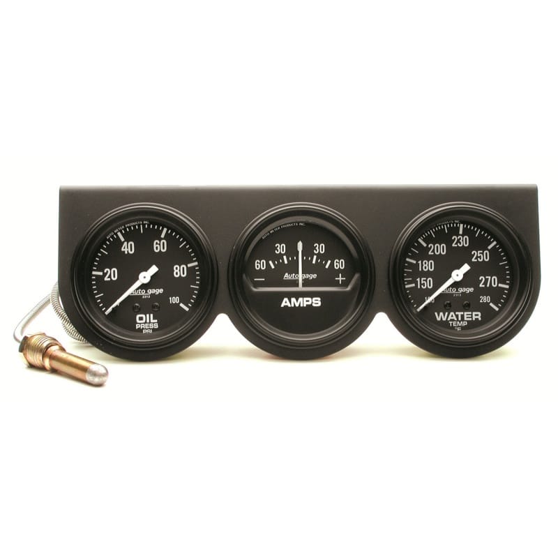 AutoMeter — GAUGE CONSOLE,OILP/WTMP/AMP,2 5/8",100PSI/280 Degrees F/60A,BLK DIAL,BLK BZL,AG