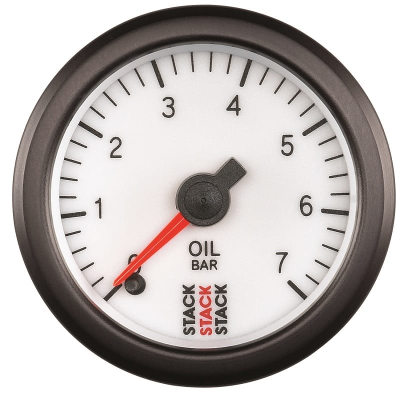 AutoMeter — GAUGE, OIL PRESS, PRO STEPPER MOTOR, 52MM, WHT, 0-7 BAR, M10 MALE