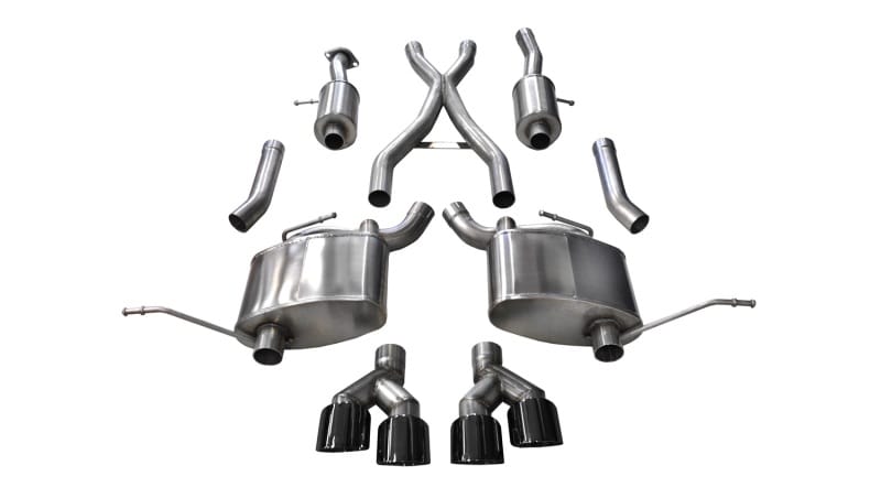 CORSA Performance — 2.5in. Cat-Back Dual Rear Exit with Twin 4.0in. Black PVD Pro-Series Tips