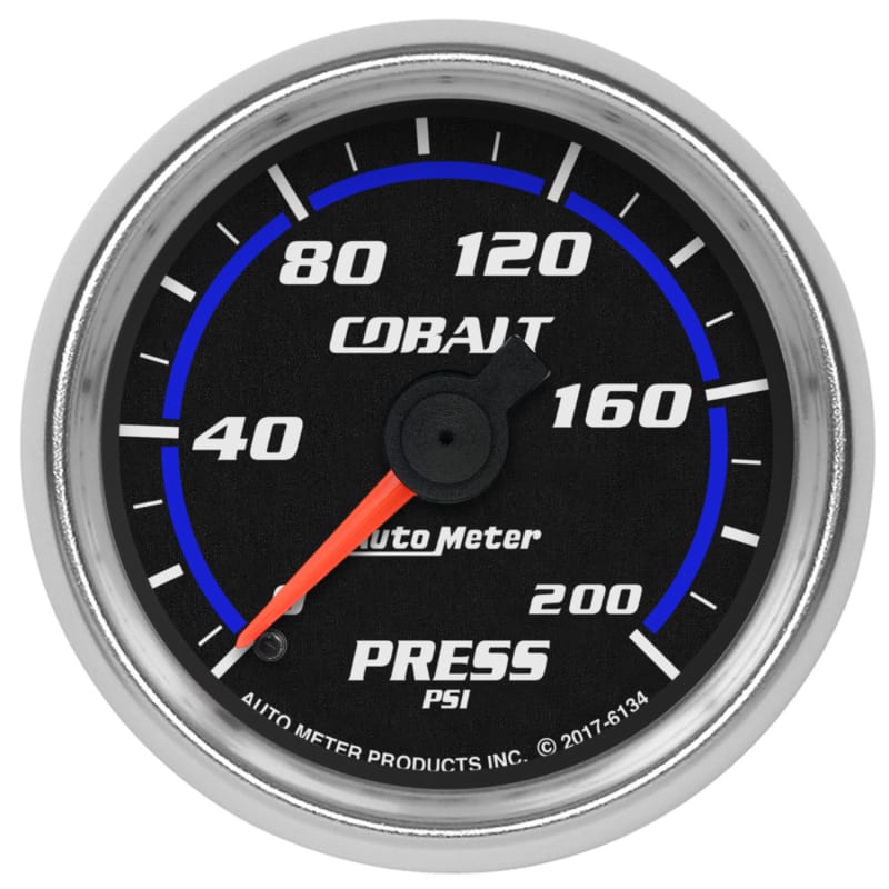 AutoMeter — GAUGE, PRESSURE, 2 1/16", 200PSI, MECHANICAL, COBALT
