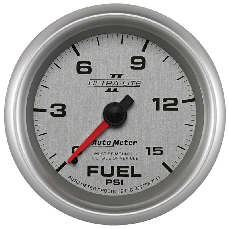 AutoMeter — GAUGE, FUEL PRESSURE, 2 5/8" , 15PSI, MECHANICAL, ULTRA-LITE II
