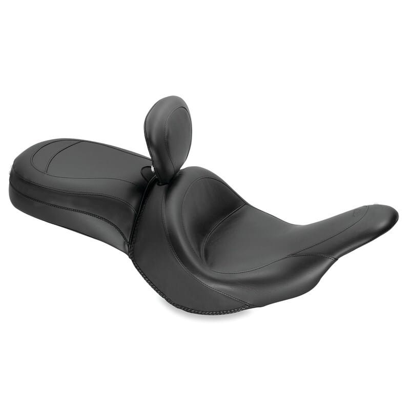 Mustang Motorcycle — Mustang 11-19 Kawasaki Vulcan 1700, Vaquero Std Touring 1PC Seat w/Driver Backrest - Black