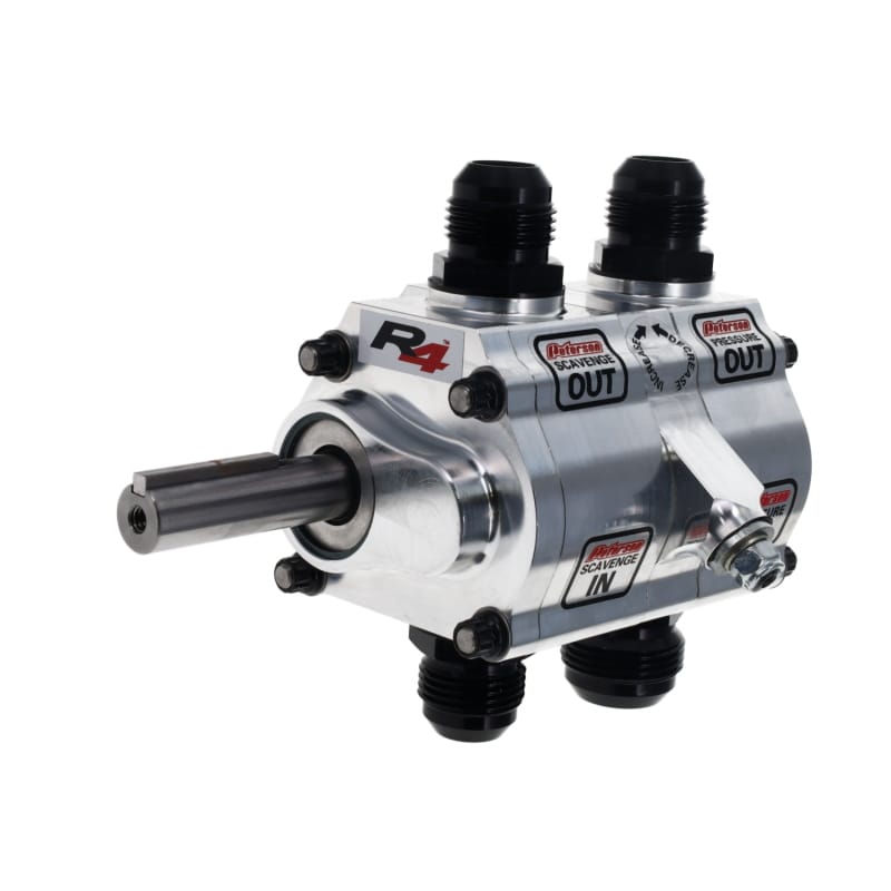 Peterson Fluid Systems — Two Stage R4 Oil Pump Left Side Mount, 1.2" Pressure, 1.2" Scavenge W/Rear Drive
