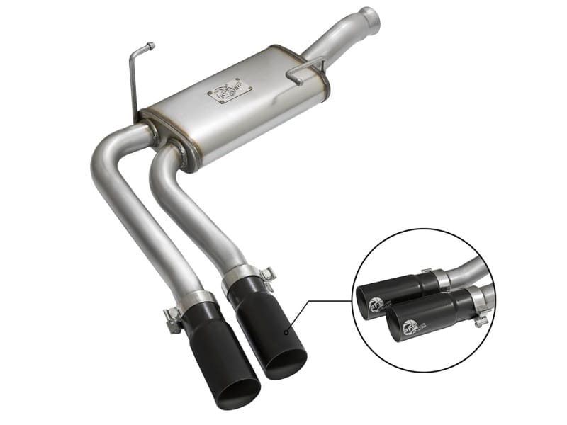 aFe — Rebel Series 3 IN to 2-1/2 IN 409 Stainless Steel Cat-Back Exhaust w/Black Tip