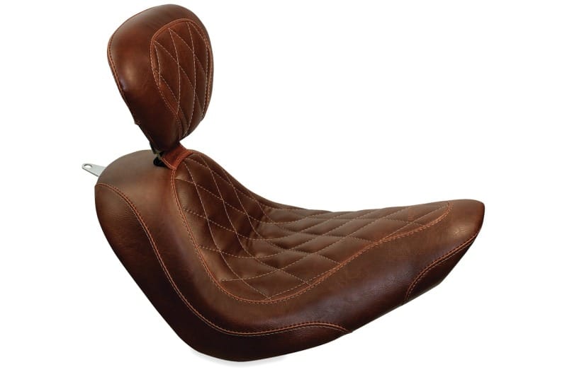 Mustang Motorcycle — Mustang 04-21 Harley Sportster Wide Tripper Solo Seat w/Driver Backrest - Distressed Brown