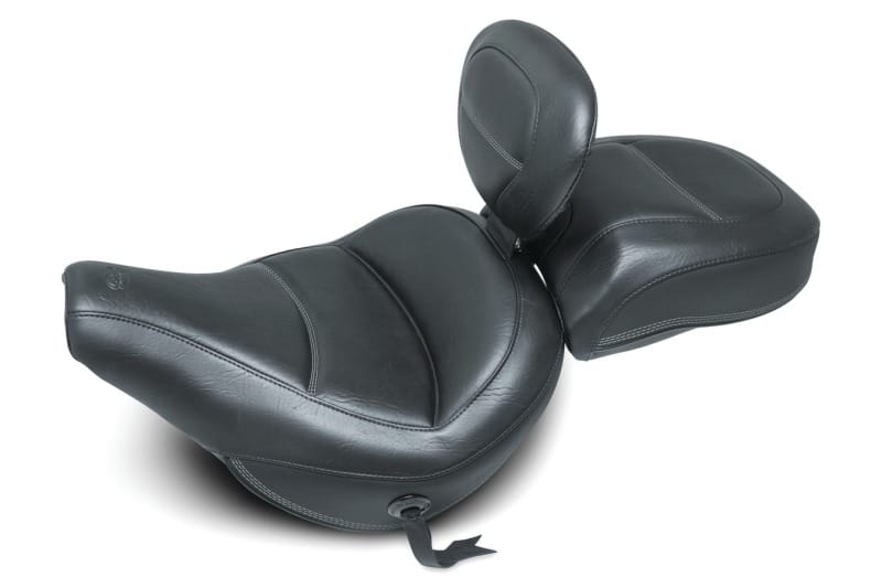 Mustang Motorcycle — Mustang 18-21 Harley Heritage Classic Standard Deluxe Touring Solo Seat w/Driver Backrest - Black