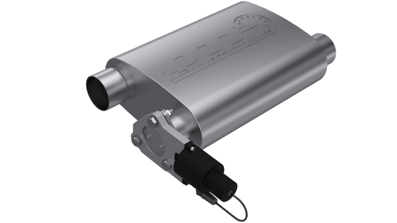 QTP — QTP 2.5in Weld-On 304SS Reverse Screamer Muffler w/Bolt-On QTEC Electric Cutout