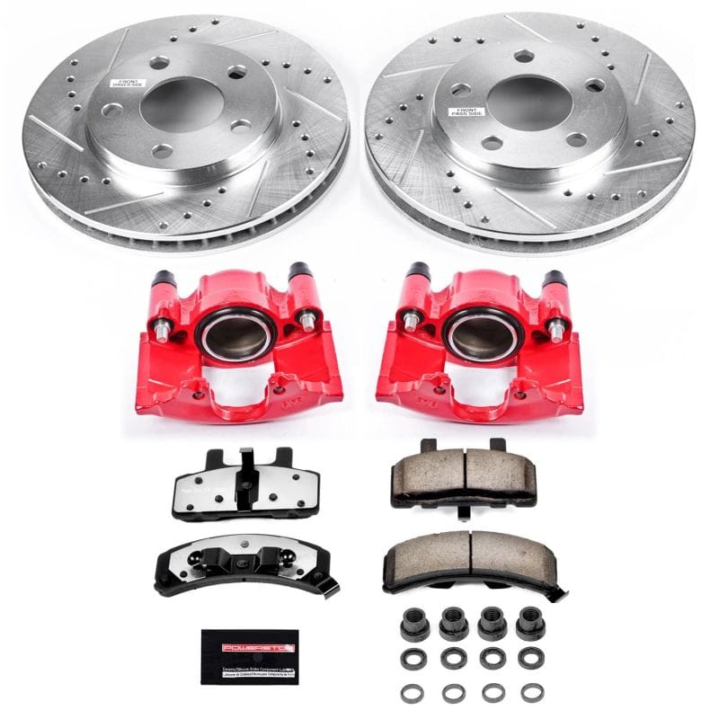 PowerStop — Z36 Truck and SUV Ceramic Brake Pad, Drilled & Slotted Rotor, and Caliper Kit