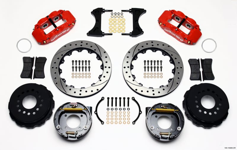 Wilwood — KIT,REAR,12 BOLT,C-CLIP,2.81 OFF,FNSL4R 13.00 ROTOR,STAGGERED,DRILLED,RED