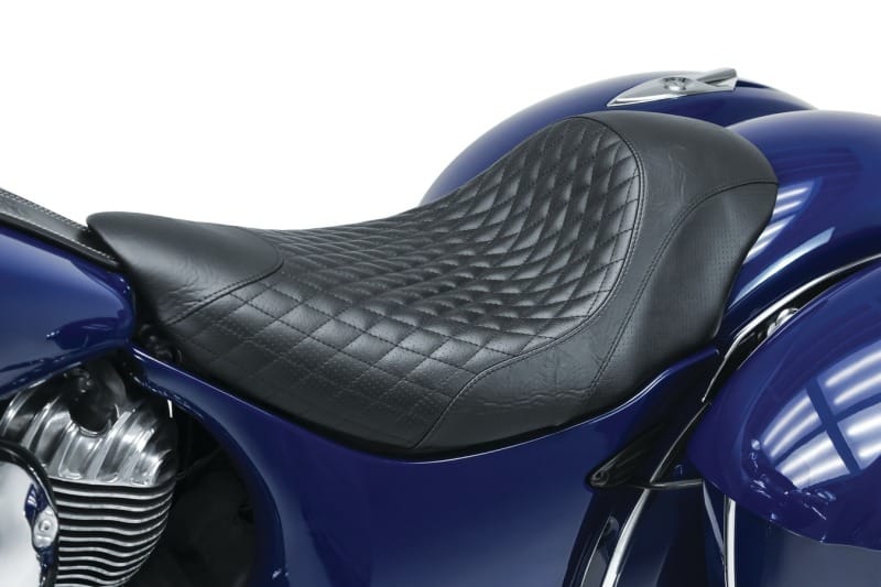 Mustang Motorcycle — Mustang 14-21 Indian Chieftain,Chief,Dark Horse,Master,Indian Cafe Solo Seat w/Diam Stitch - Black
