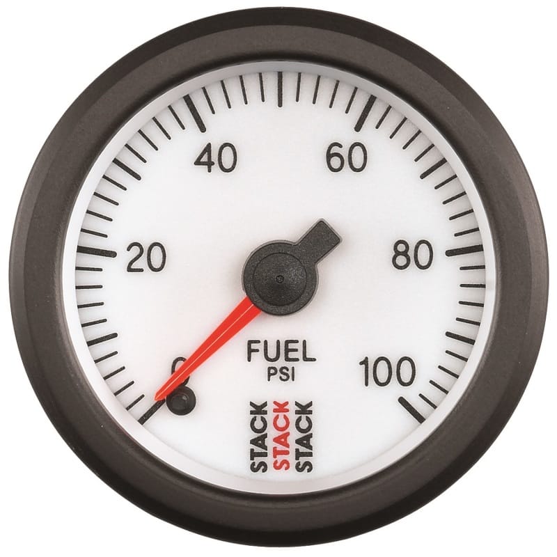 AutoMeter — GAUGE, FUEL PRESS, PRO STEPPER MOTOR, 52MM, WHT, 0-100PSI, 1/8" NPTF MALE