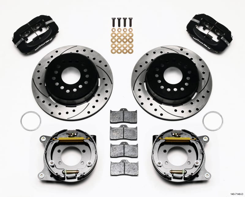 Wilwood — KIT,REAR,DISC/DRUM,MUSTANG,8.8,5 LUG,2.5 OFFSET,1PC,SRP,BLACK POWDER COAT