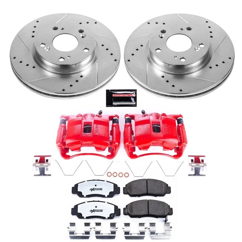 PowerStop — Z26 Street Performance Ceramic Brake Pad, Drilled Slotted Rotor, and Caliper Kit