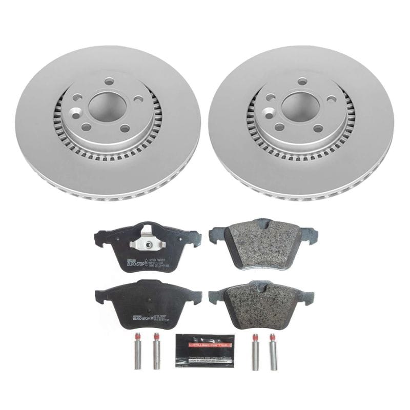 PowerStop — Genuine Geomet Coated Rotors, ECE-R90 Brake Pads + Hardware Kit