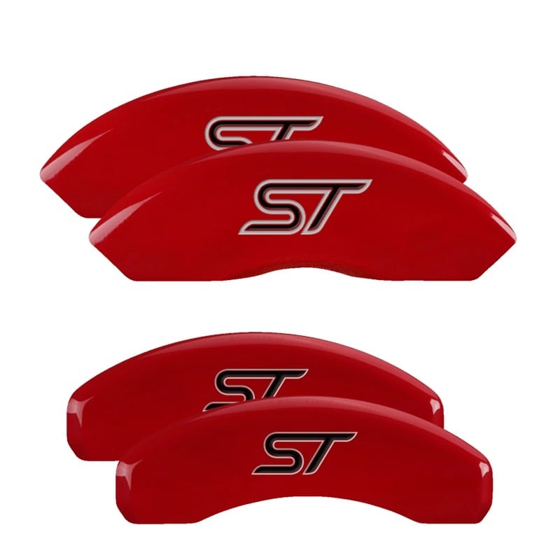 MGP — Set of 4 caliper covers, Engraved Front and Rear: No bolts/ST, Red powder coat f