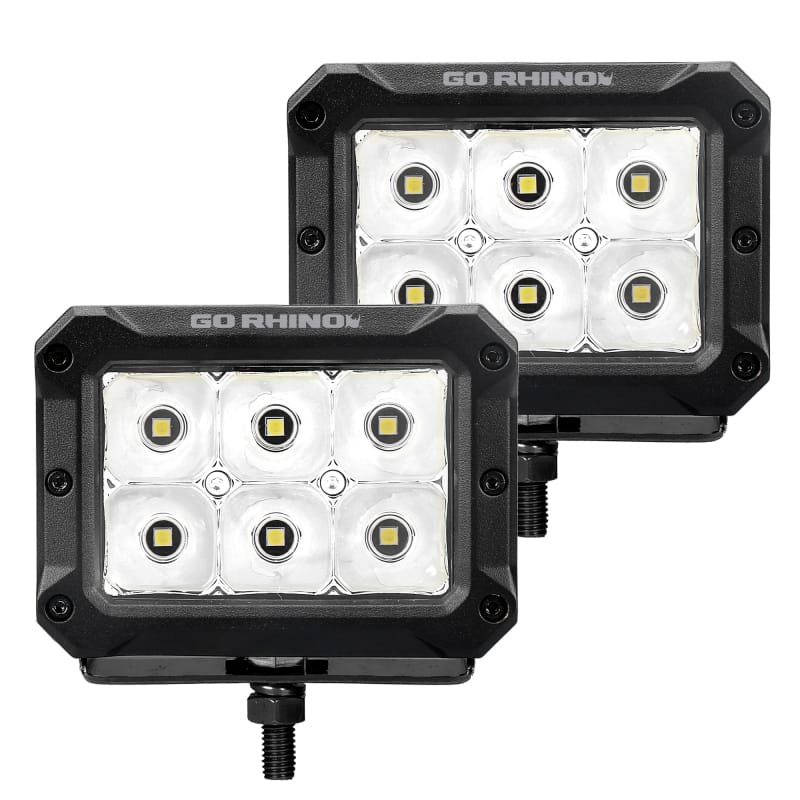 Go Rhino — Bright Series - 4x3 Rectangular LED Spot Lights, Pair