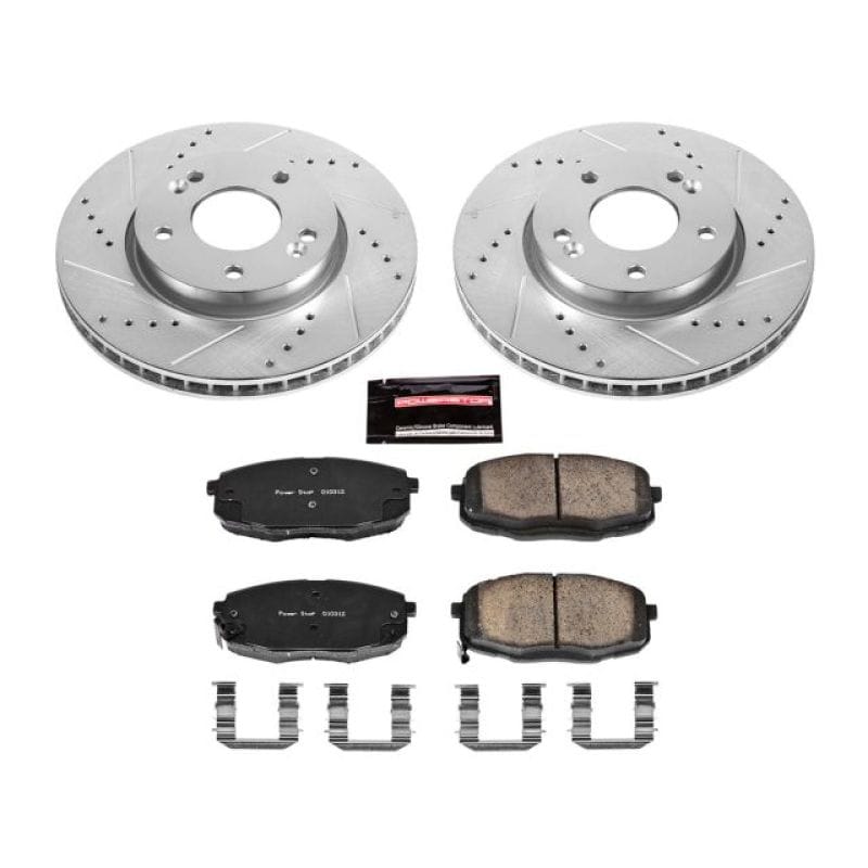 PowerStop — Z23 Daily Driver Carbon-Fiber Ceramic Brake Pad and Drilled & Slotted Rotor Kit