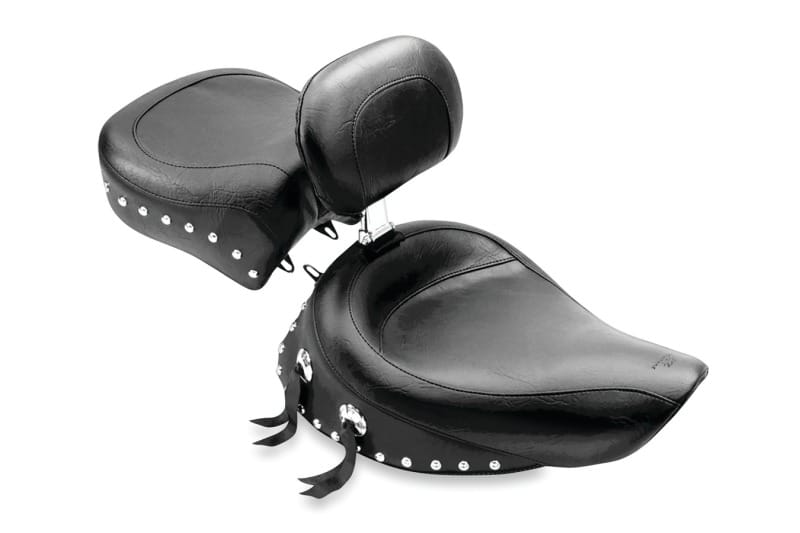 Mustang Motorcycle — Mustang 91-05 Harley Dyna Wide Touring Recessed Passenger Seat w/Studs - Black