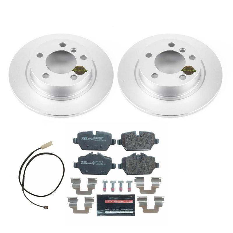 PowerStop — Genuine Geomet Coated Rotors, ECE-R90 Brake Pads + Hardware Kit