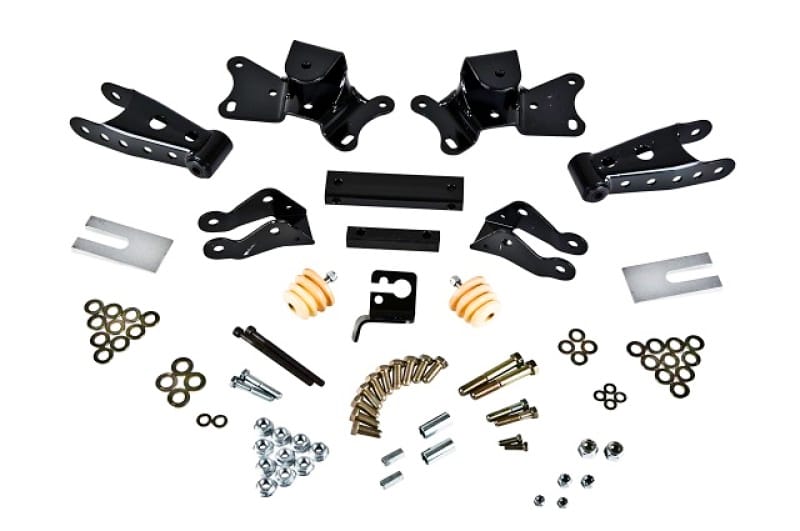 Belltech — 4" Drop Leaf Spring Shackle & Hanger Kit (Front Hanger/Rear Shackle)
SHACKLE & HANGER KIT | 4 INCH DROP - 6907