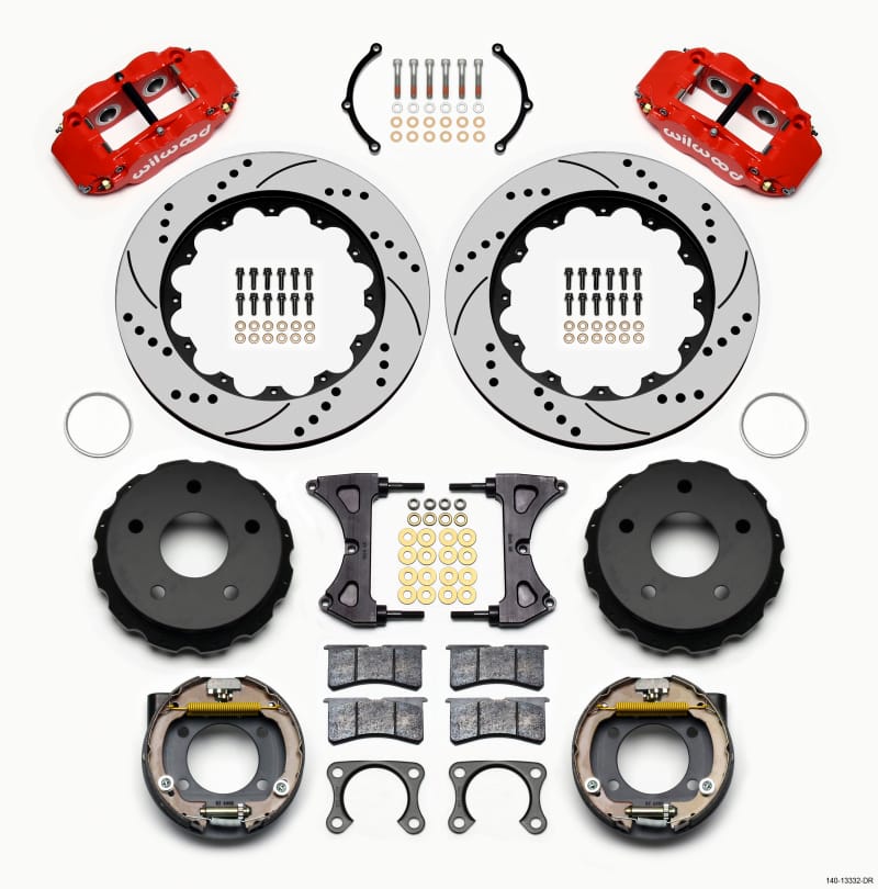 Wilwood — KIT,REAR,DISC/DRUM,SMALL FORD,2.36 OFF FNSL4R,5x5.50 BC,14.00 ROTOR,DRILLED,RED