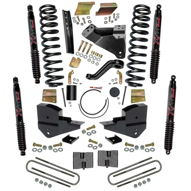 Skyjacker — 6 in. Suspension Lift Kit with Front Coils; Rear Blocks; and Black MAX Shocks.