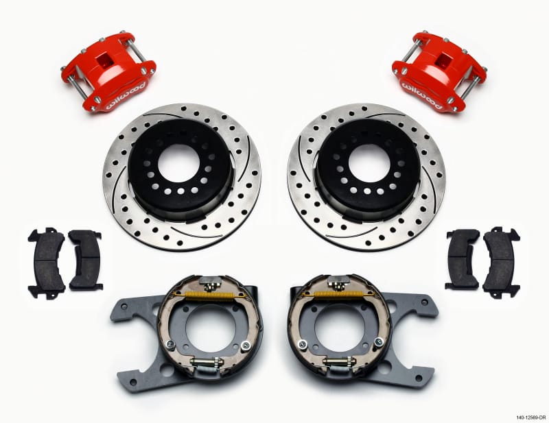 Wilwood — KIT,REAR,DISC/DRUM,C10 CHEVY 63/87,2.42 OFFSET,5 LUG,D154,DRILLED,RED