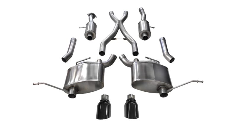 CORSA Performance — 2.5in. Cat-Back Dual Rear Exit with Single 4.5in. Black PVD Pro-Series Tips