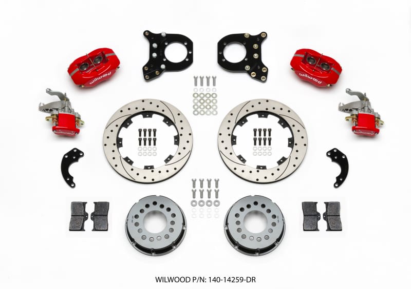 Wilwood — KIT,FDLI/MC4,P-BRAKE,12 BOLT,C-CLIP ELIM 2.91 OFFSET,STAGG MT,SRP,RED