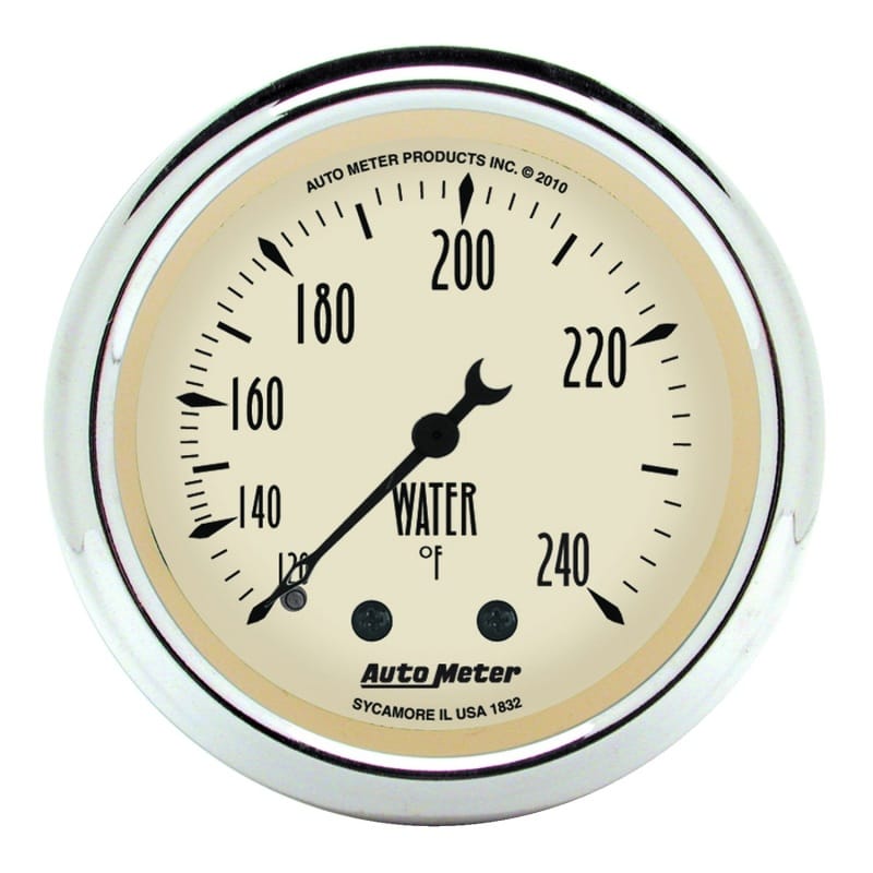 AutoMeter — GAUGE, WATER TEMP, 2 1/16" , 120-240 Degrees F, MECH, ANTIQUE BEIGE