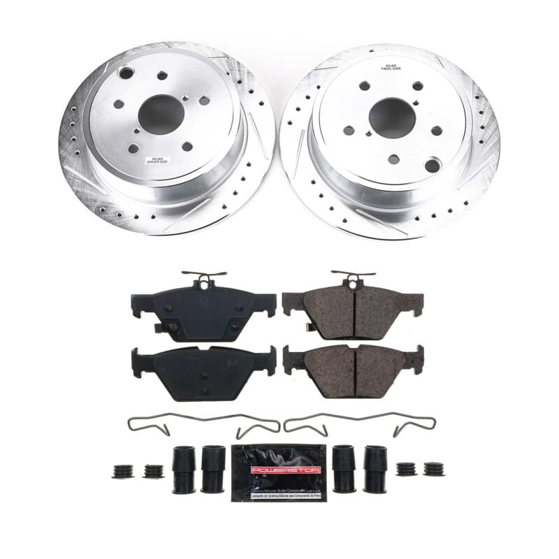 PowerStop — Z23 Daily Driver Carbon-Fiber Ceramic Brake Pad and Drilled & Slotted Rotor Kit
