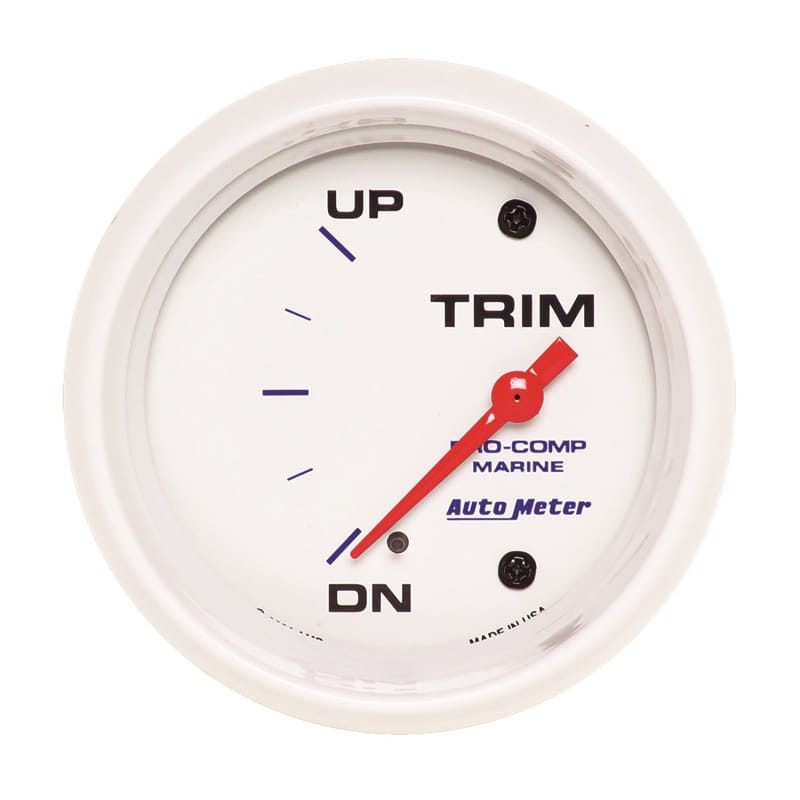 AutoMeter — GAUGE, TRIM LEVEL, 2 5/8", 0ODOWN-90OUP, ELECTRIC, MARINE WHITE