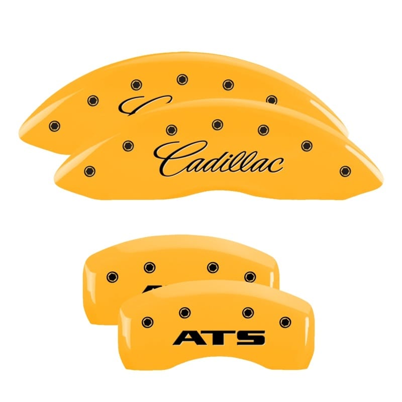 MGP — Set of 4 caliper covers, Engraved Front: Cadillac - Engraved Rear: ATS, Yellow p